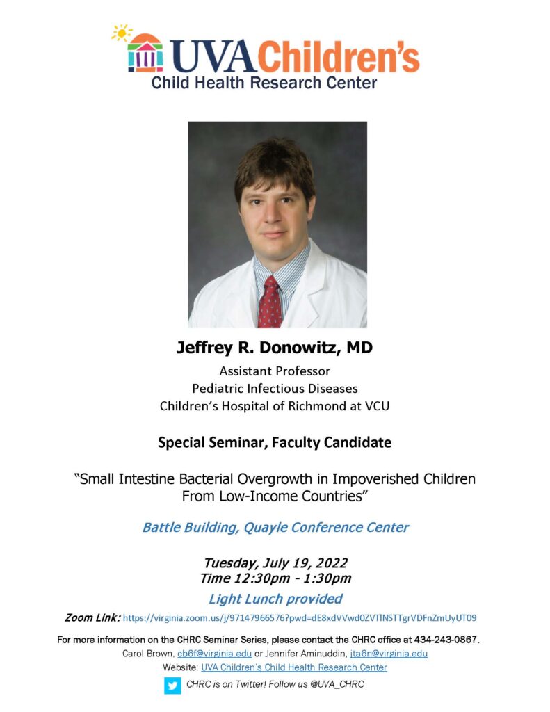 seminar flyer about Jeffrey Donowitz MD talk